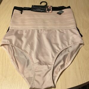 Marilyn Monroe 2 Pack Hi-Waist Shaping Briefs 1X Beige Black Moderate New